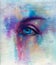 Human blue eye closeup hand drawn colorful illustration