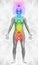 Human body aura with the seven chakras