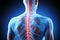 Human body backbone shoulders bone arthritis neuron connection beam spine pain illuminated medical clinic 3d X-ray
