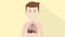 Human body cartoon face with pneumonia ill sick lung