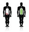 Human body high low battery isolated