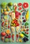 Human body made of fresh vegetables, healthy eating and dieting concept background. Generative AI