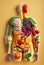 Human body made of fresh vegetables, healthy eating and dieting concept background. Generative AI