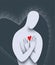 Human body protect heart in his chest vector illustration. Soul, humanity, love yourself concept in minimal simple flat style with