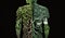 Human body shape made of world of green environment forest, tree, plants, animal wildlife, biome inside the body part, Earth day