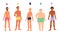 Human body shapes types. Male figures different proportions. Guys in underwear. Cartoon people appearance. Men in bikini