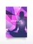 Human body in yoga lotus asana on neon purple colorful bright modern geometric crystal abstract background. Flyer or
