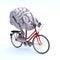 Human brain with arms and legs riding a bicycle