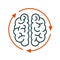 Human brain with arrows, creative, brainstorming icon â€“ vector