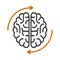 Human brain with arrows, creative, brainstorming icon â€“ vector