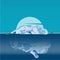 Human brain as iceberg, brain`s hidden potential concept - vecto