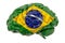 Human brain with Brazilian flag. Scientific research and education in Brazil concept, 3D rendering