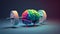 Human brain with dumbbells. Generative Ai