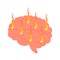 Human  brain in a flame of fire. Psychology, medicine and other concepts. Vector illustration, logo, icon on white background.