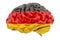 Human brain with German flag. Scientific research and education in Germany concept, 3D rendering