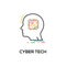 Human brain head digital logo technology. People think tech cyber mind creative icon