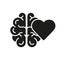 Human Brain and Heart Silhouette Icon. Healthy Rational Balance Between Heart Love and Brain Icon. Mental Emotional