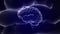 Human brain hologram rotating on blue background