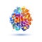 Human brain icon. Splash paint