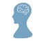 Human brain. Isolated vector icon , profile of a person , a symbol of an external critic, schizophrenia, paranoia