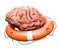 Human Brain with lifebuoy, 3D rendering