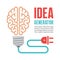 Human brain in light bulb vector illustration. Idea generator - creative infographic concept.