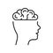 Human Brain Line Pictogram. Medical Neurology, Psychology Sign. Human Head Anatomy. Knowledge, Memory, Mind