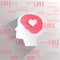 Human brain with love emotion thinking