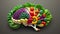 Human brain made of variety of colorful vegetables, concept of vegetarian, healthy nutrition, created with Generative AI