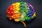 Human brain made of variety of colorful vegetables, concept of vegetarian, vegan, healthy nutrition - Ai Generative