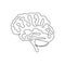 Human brain one line art. Continuous line drawing of human, internal, organ, head, gray matter, cerebellum, brainstem.