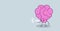 Human brain organ holding megaphone loudspeaker announcement promotion concept kawaii style pink cartoon character