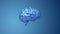 Human brain rotating on blue background