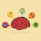 human brain with thought bubbles. Vector illustration decorative design