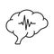 Human Brain with Wave Black Line Icon. Medical Neurology Science Linear Pictogram. Brain Activity Diagnostic Symbol on