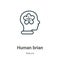 Human brian outline vector icon. Thin line black human brian icon, flat vector simple element illustration from editable nature