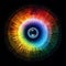 Human bright rainbow iris eye. Generative AI