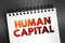 Human Capital - economic value of a worker\\\'s experience and skills, text concept on notepad