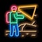 human in cave neon glow icon illustration