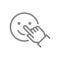 Human chooses a happy emoji line icon. Share a good mood, positive emotion symbol.