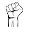 Human clenched fist. Protest, rebel revolution poster. A symbol of strength and superiority, success, struggle for its