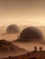 Human colony domes on the Mars
