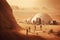 Human colony on Mars Futuristic space colony for long-term habitation on Mars. Generative ai.