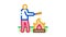 human cooking on camp fire Icon Animation