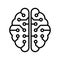 Human cybernetic human brain icon in outline style.