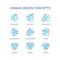 Human design turquoise concept icons set