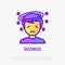 Human with dizziness thin line icon. Modern vector illustration of disorientation