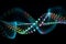 Human DNA and quantum mechanics illustration. Generative AI
