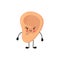 Human ear kawaii character. The ear is like a sense organ. Part of the face. Healthy organ of hearing. Vector