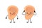 Human ear kawaii happy and sad characters. Healthy and sick ear. Healthy organ of hearing. Otitis and other diseases